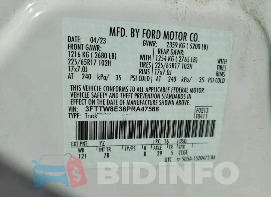 3FTTW8E38PRA47588 Photo# 12