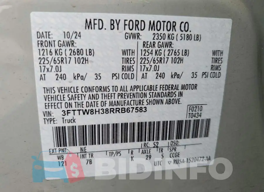 3FTTW8H38RRB67583 Photo# 13