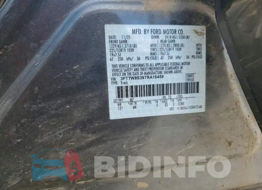 3FTTW8S39TRA16459 Photo# 12