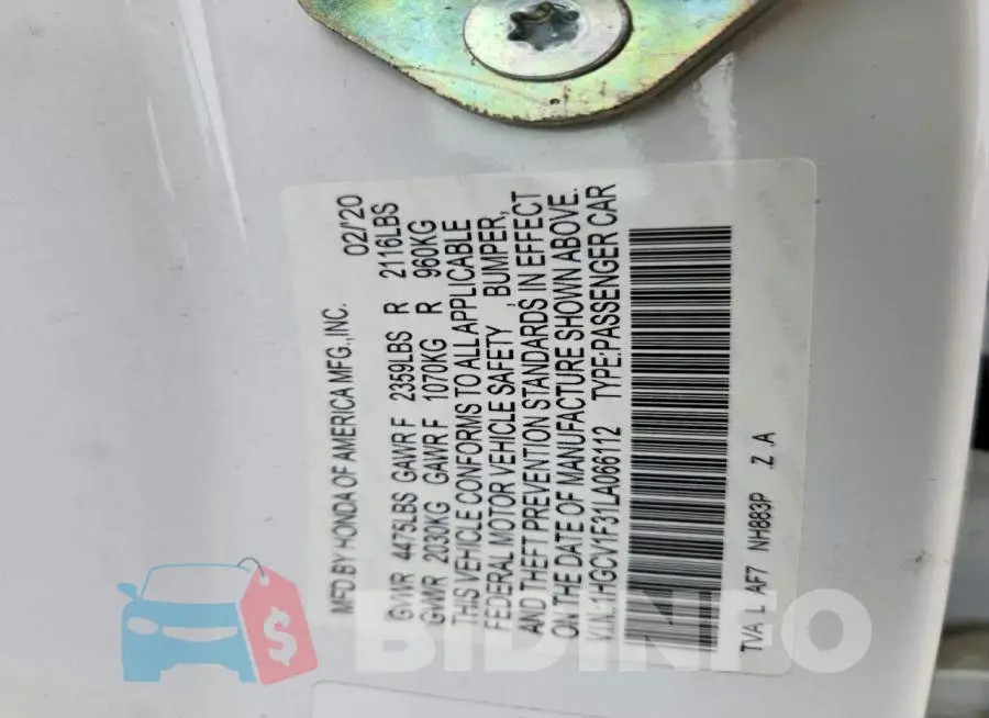 1HGCV1F31LA066112 Photo# 12