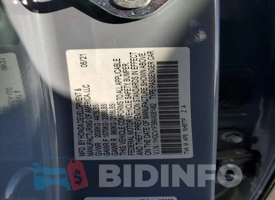 1HGCV1F38MA081482 Photo# 13