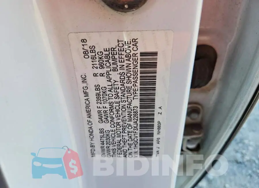 1HGCV1F3XJA226873 Photo# 12
