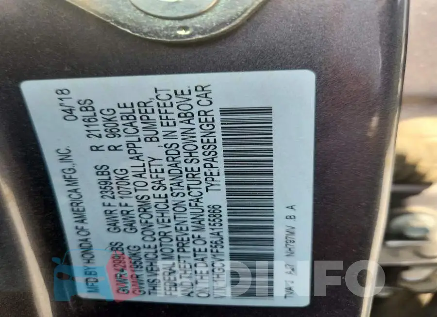 1HGCV1F56JA155866 Photo# 12