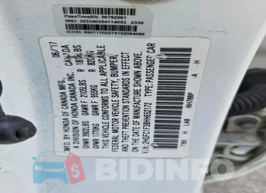 2HGFC1F38HH652172 Photo# 12
