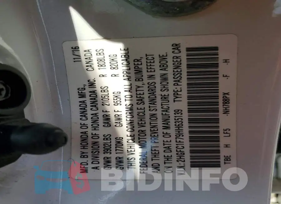 2HGFC1F79HH635139 Photo# 12