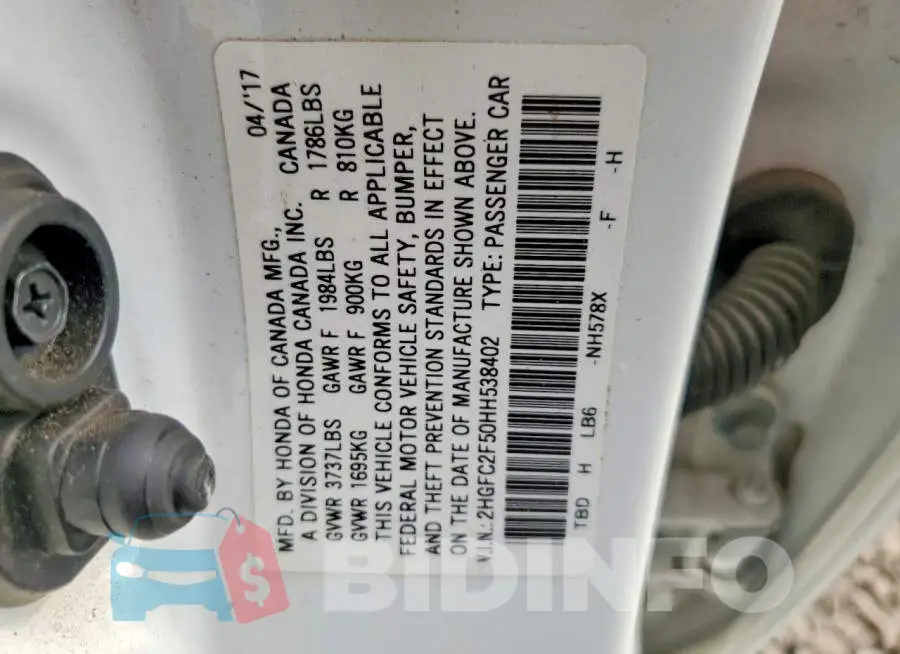 2HGFC2F50HH538402 Photo# 12