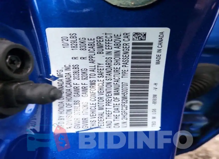 2HGFC2F82MH500707 Photo# 12