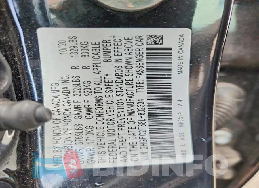 2HGFC2F88LH602334 Photo# 13