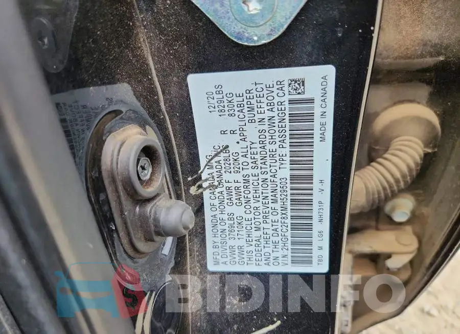 2HGFC2F8XMH529503 Photo# 12