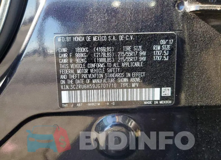 3CZRU6H59JG701710 Photo# 12