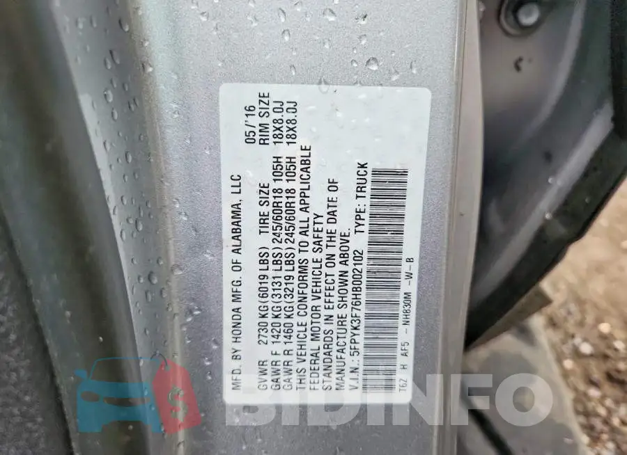 5FPYK3F76HB002102 Photo# 12