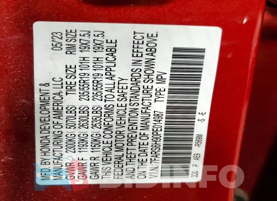 7FARS6H90PE014987 Photo# 14