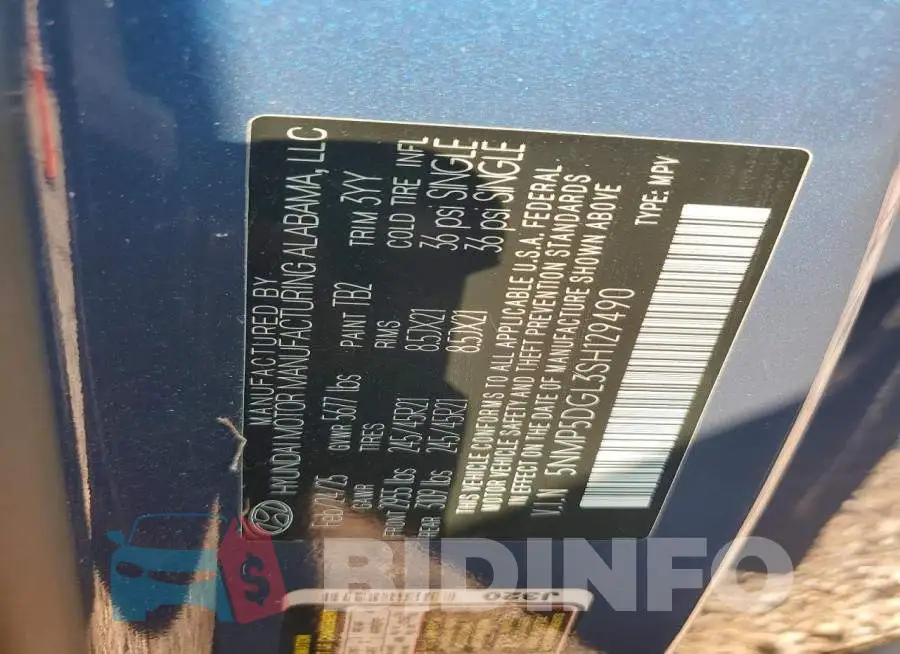 5NMP5DGL3SH129490 Photo# 14