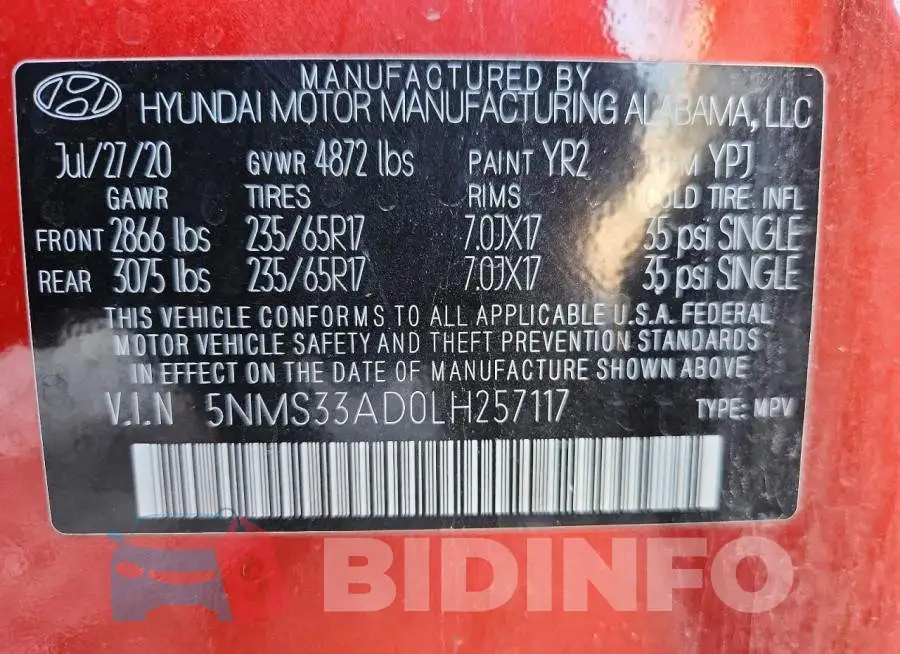 5NMS33AD0LH257117 Photo# 13