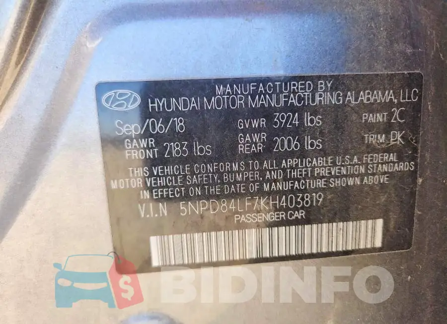 5NPD84LF7KH403819 Photo# 12