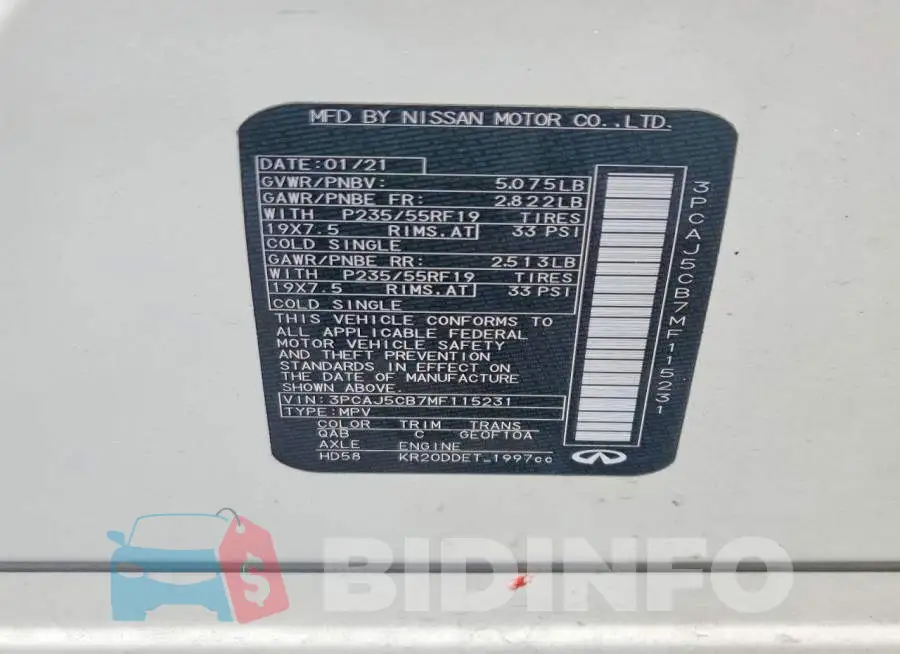 3PCAJ5CB7MF115231 Photo# 14