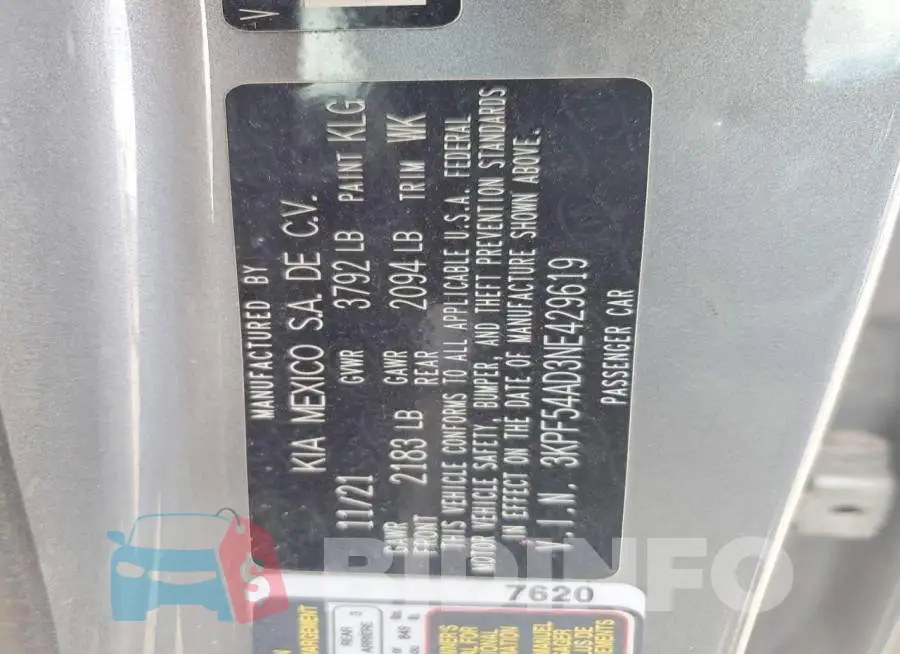 3KPF54AD3NE429619 Photo# 12