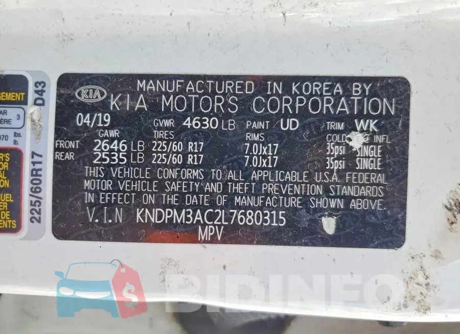 KNDPM3AC2L7680315 Photo# 12