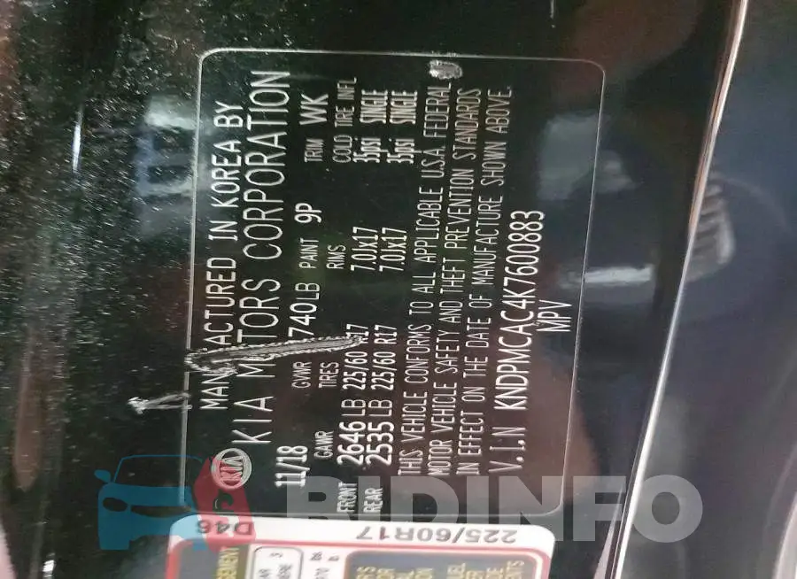 KNDPMCAC4K7600883 Photo# 12