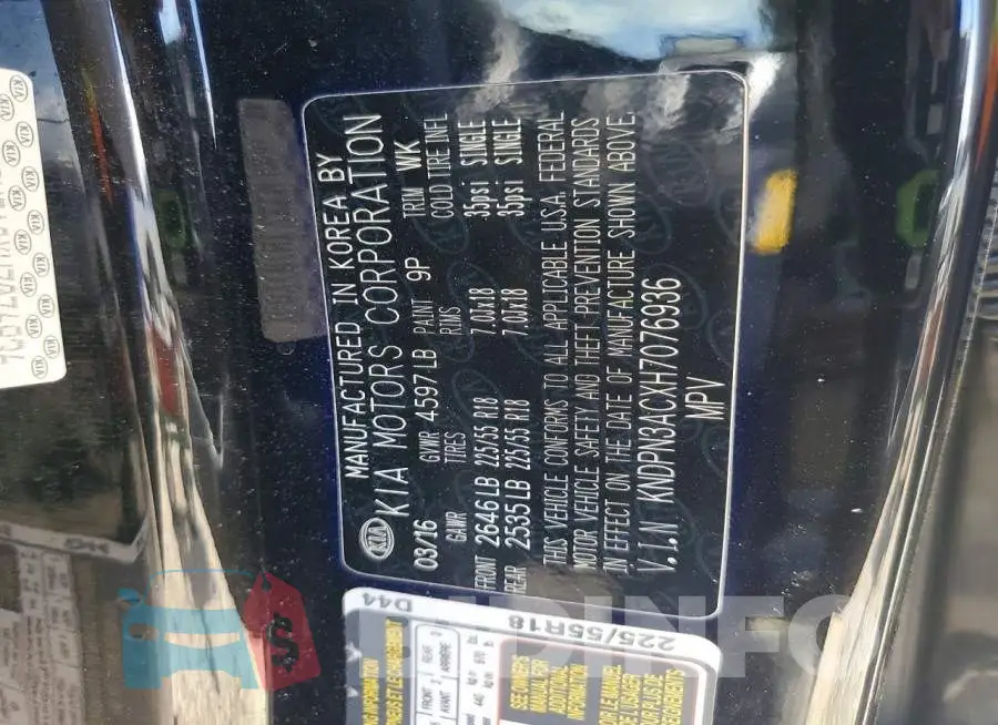 KNDPN3ACXH7076936 Photo# 13