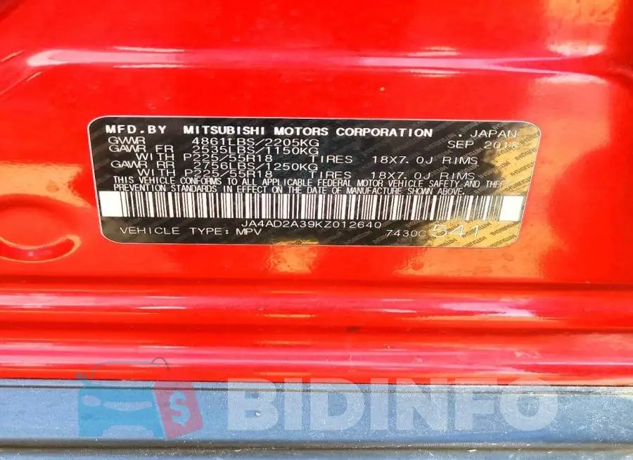 JA4AD2A39KZ012640 Photo# 13