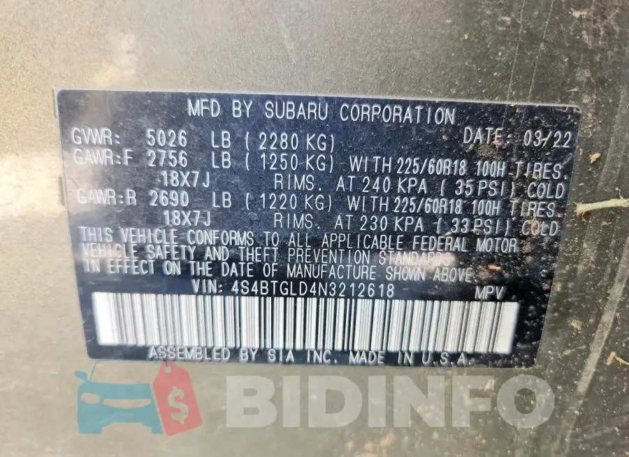 4S4BTGLD4N3212618 Photo# 14