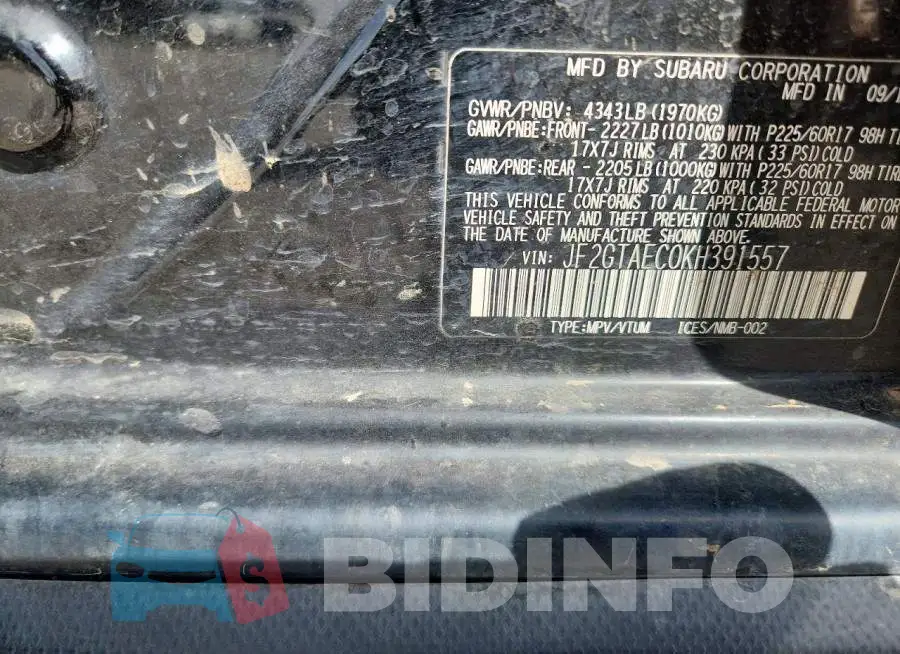 JF2GTAEC0KH391557 Photo# 12