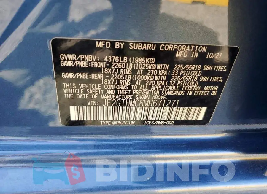 JF2GTHMC6MH671271 Photo# 12