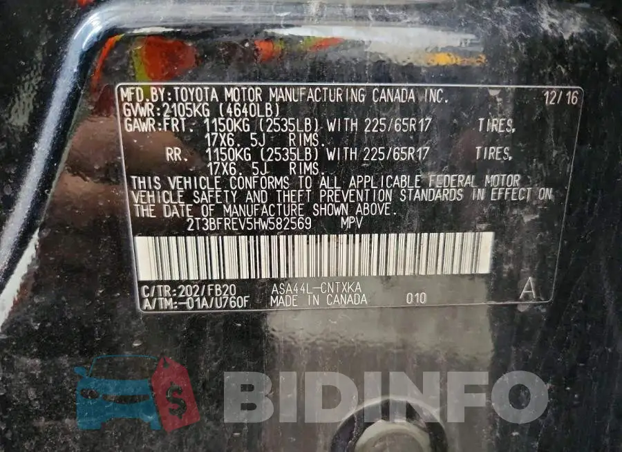 2T3BFREV5HW582569 Photo# 12