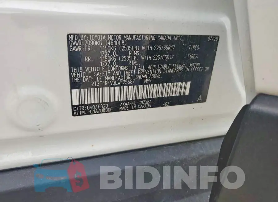 2T3F1RFV3LW125587 Photo# 13