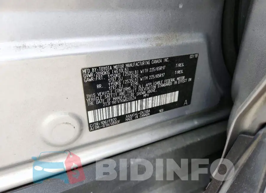 2T3F1RFV7KW020534 Photo# 13