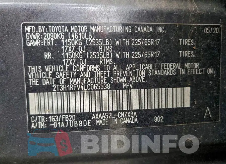 2T3H1RFV4LC065538 Photo# 14