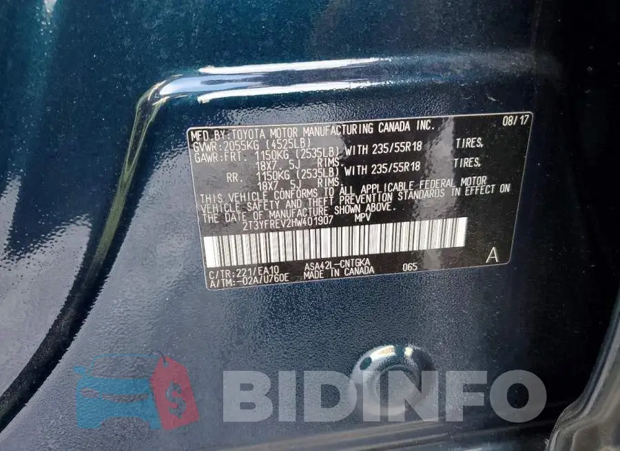 2T3YFREV2HW401907 Photo# 13