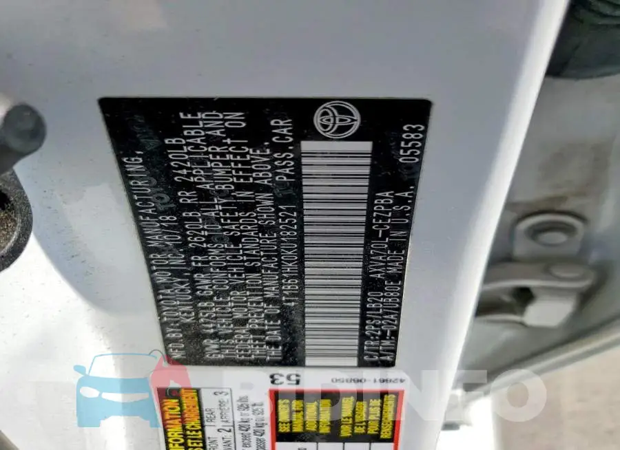 4T1B61HK0KU182521 Photo# 12