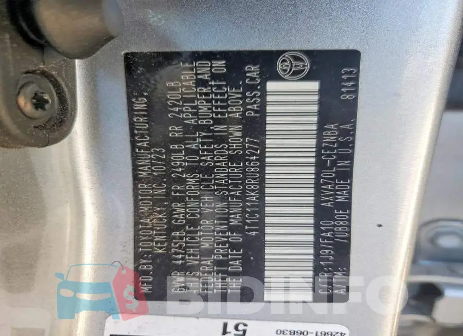 4T1C11AK8RU864277 Photo# 12