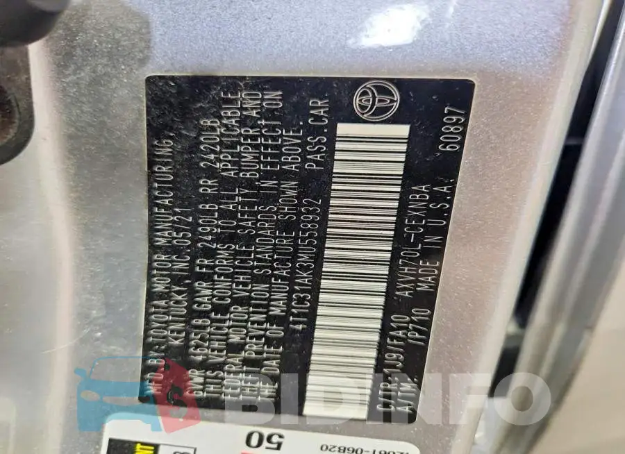 4T1C31AK3MU558932 Photo# 12