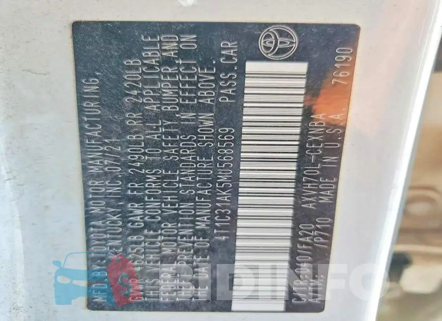 4T1C31AK5MU568569 Photo# 12