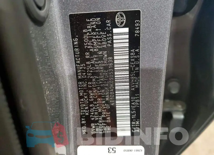 4T1DBADK0SU531638 Photo# 13