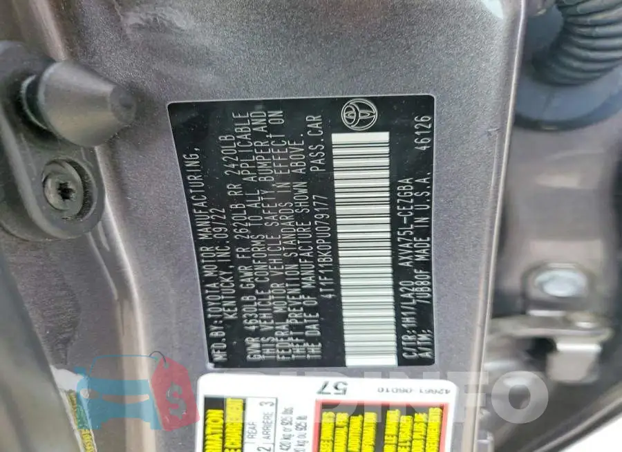 4T1F11BK0PU079177 Photo# 12