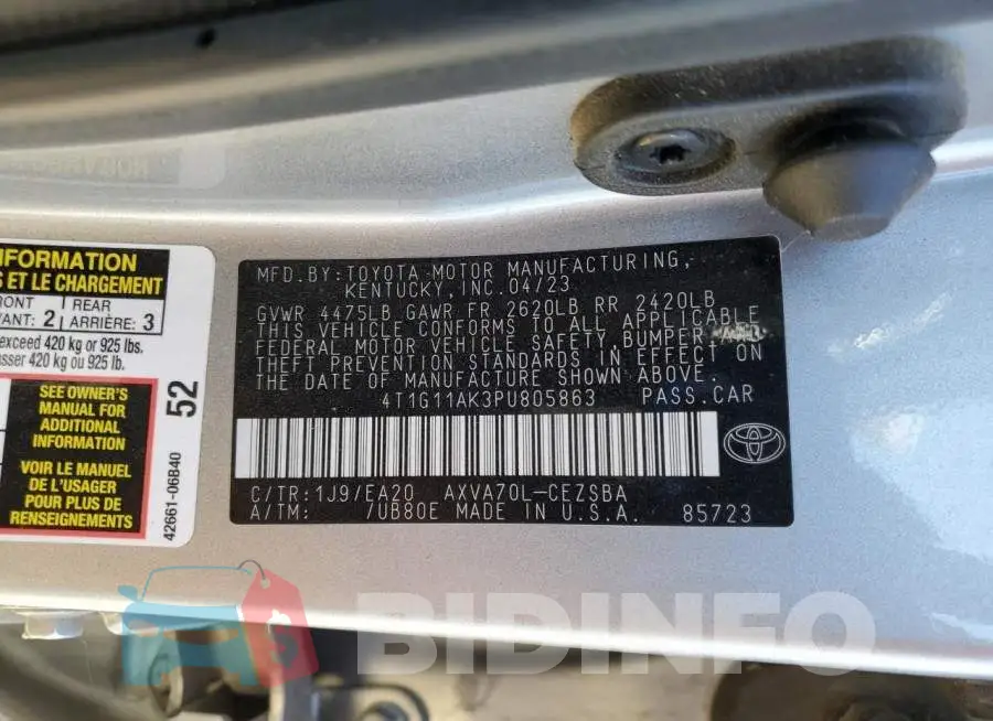 4T1G11AK3PU805863 Photo# 12
