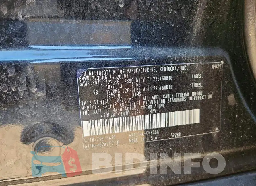 4T3D6RFV8MU037127 Photo# 12