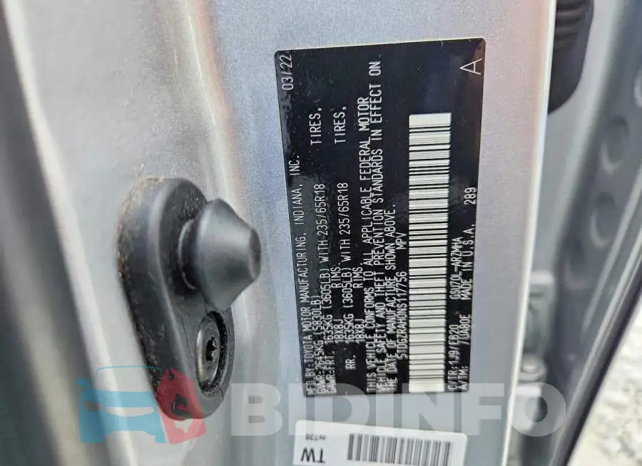 5TDGZRAH0NS117756 Photo# 13
