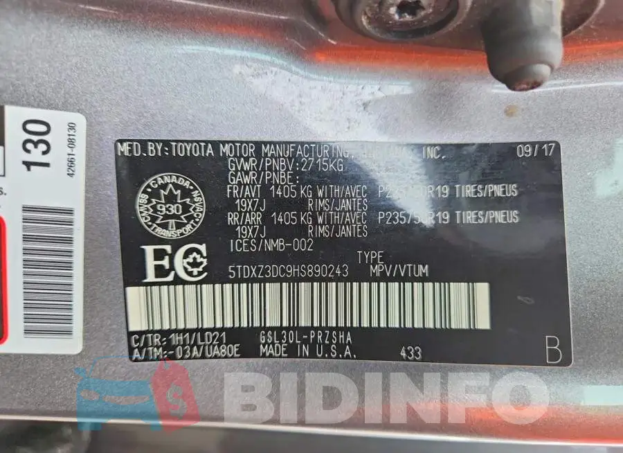 5TDXZ3DC9HS890243 Photo# 14