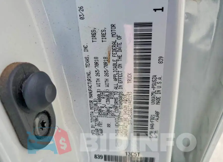 5TFLA5DB2TX405193 Photo# 12
