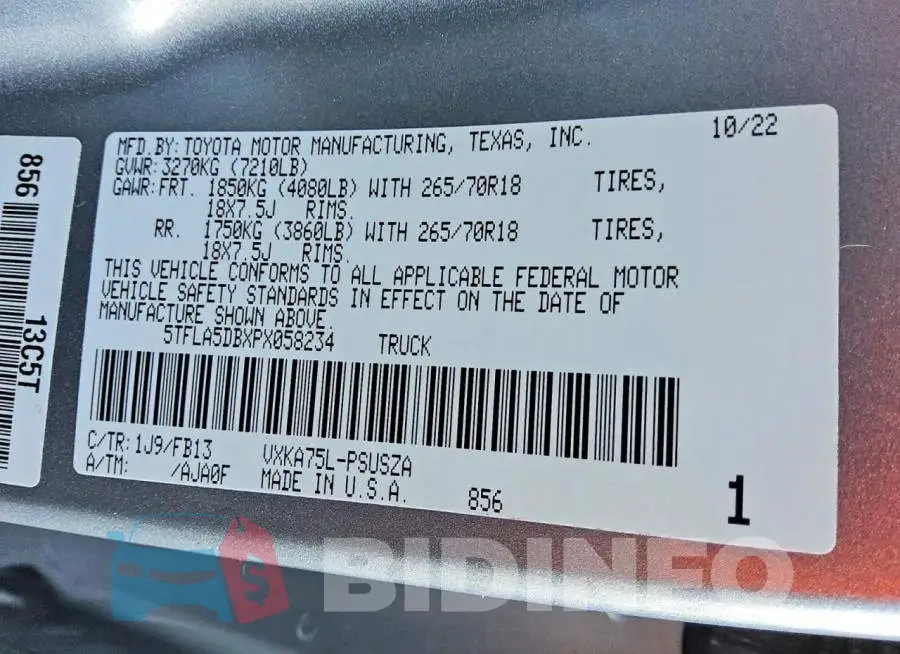 5TFLA5DBXPX058234 Photo# 12