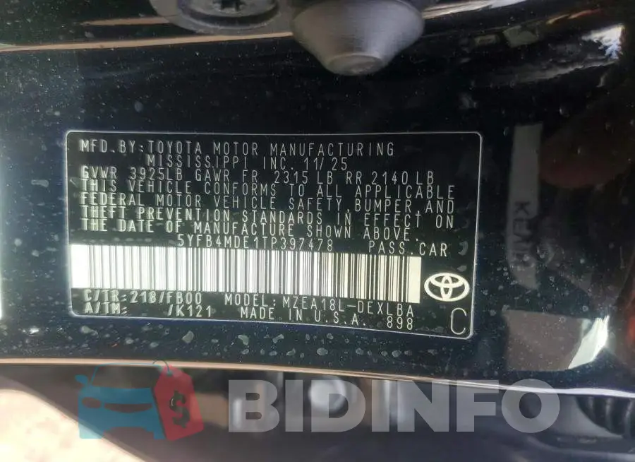 5YFB4MDE1TP397478 Photo# 12