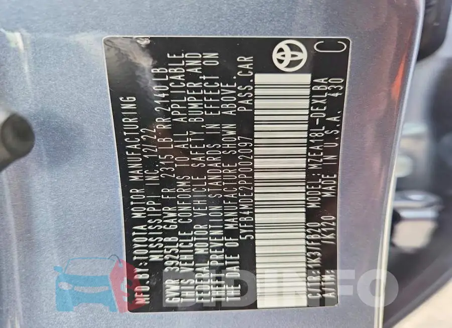 5YFB4MDE2PP002097 Photo# 12