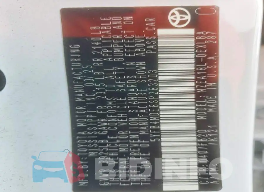 5YFB4MDE8SP283203 Photo# 12