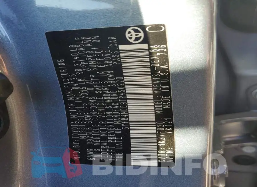 5YFB4MDE9TP450220 Photo# 12