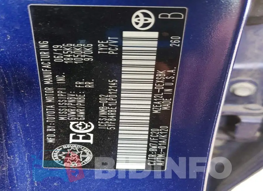 5YFB4RBE1LP012145 Photo# 12